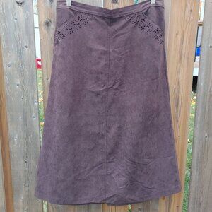 Carroll Reed Brown Full Length Skirt Women's Size XL Microfibre Suede